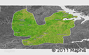 Satellite Panoramic Map of Atebubu, desaturated