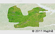 Satellite Panoramic Map of Atebubu, lighten