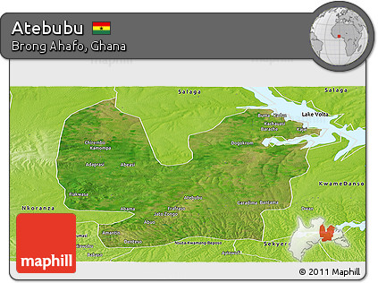 Satellite Panoramic Map of Atebubu, physical outside