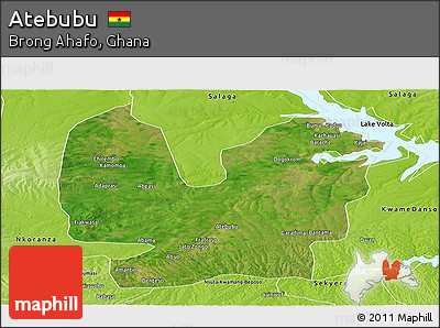 Satellite Panoramic Map of Atebubu, physical outside