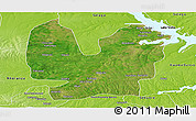 Satellite Panoramic Map of Atebubu, physical outside
