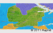 Satellite Panoramic Map of Atebubu, political outside