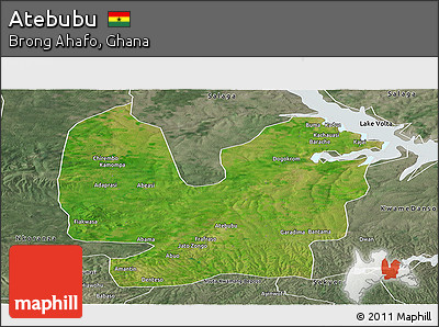 Satellite Panoramic Map of Atebubu, semi-desaturated