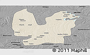 Shaded Relief Panoramic Map of Atebubu, darken, desaturated