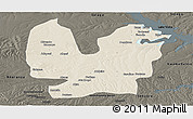 Shaded Relief Panoramic Map of Atebubu, darken
