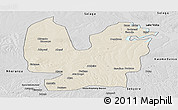 Shaded Relief Panoramic Map of Atebubu, desaturated