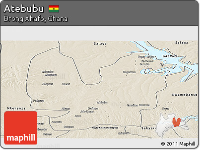 Shaded Relief Panoramic Map of Atebubu