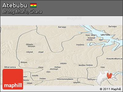 Shaded Relief Panoramic Map of Atebubu