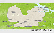 Shaded Relief Panoramic Map of Atebubu, physical outside