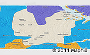 Shaded Relief Panoramic Map of Atebubu, political outside