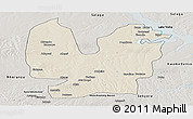 Shaded Relief Panoramic Map of Atebubu, semi-desaturated
