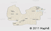 Shaded Relief Panoramic Map of Atebubu, single color outside