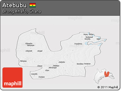 Silver Style Panoramic Map of Atebubu, single color outside