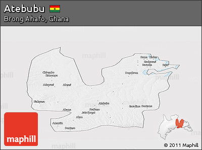 Silver Style Panoramic Map of Atebubu, single color outside