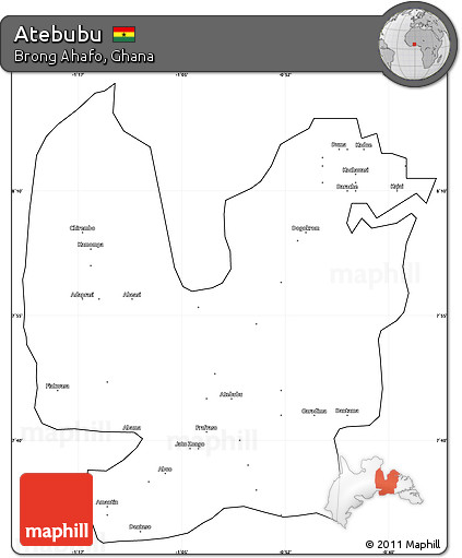 Blank Simple Map of Atebubu, cropped outside
