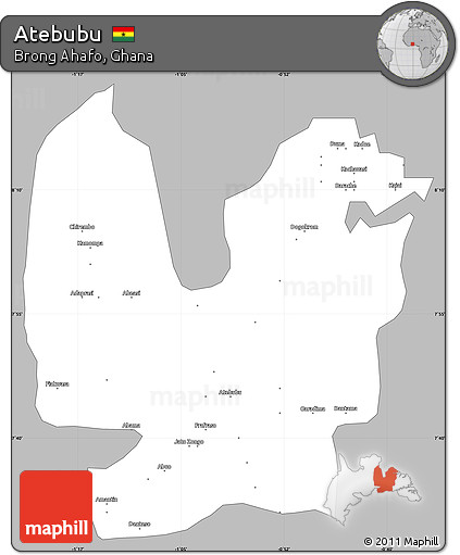 Gray Simple Map of Atebubu, single color outside