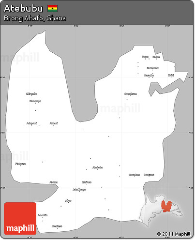 Gray Simple Map of Atebubu, single color outside