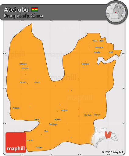 Political Simple Map of Atebubu, cropped outside