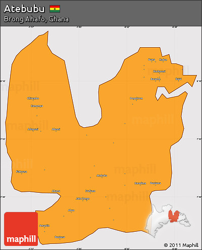 Political Simple Map of Atebubu, cropped outside