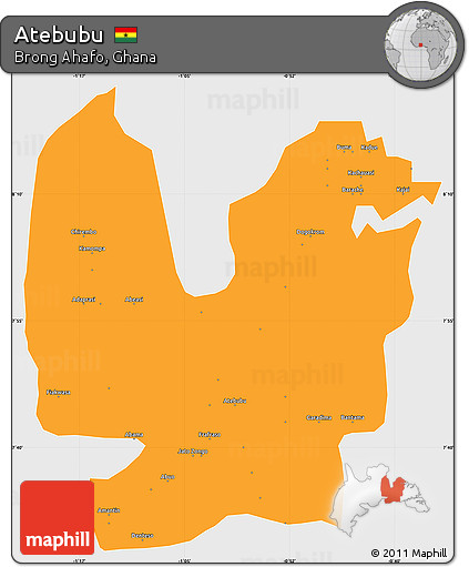 Political Simple Map of Atebubu, single color outside