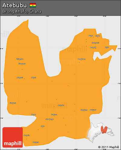Political Simple Map of Atebubu, single color outside