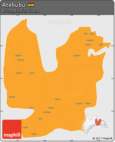 Political Simple Map of Atebubu, single color outside