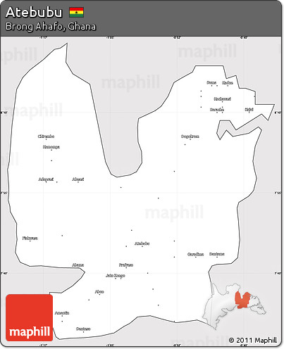 Silver Style Simple Map of Atebubu, cropped outside