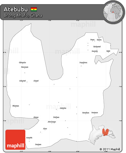 Silver Style Simple Map of Atebubu, single color outside