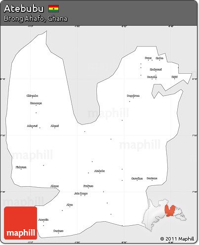 Silver Style Simple Map of Atebubu, single color outside