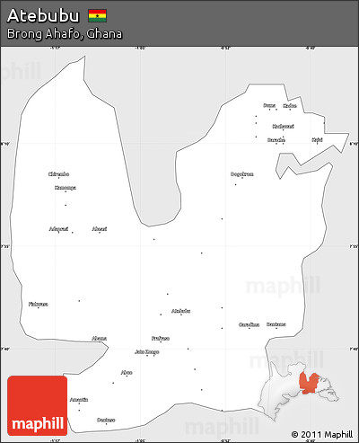 Silver Style Simple Map of Atebubu, single color outside