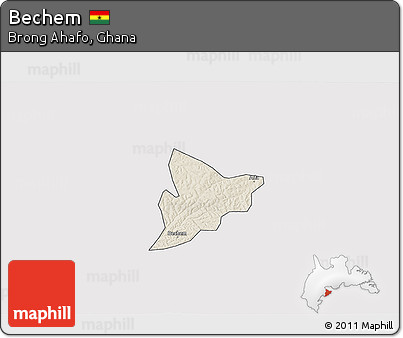 Shaded Relief 3D Map of Bechem, cropped outside