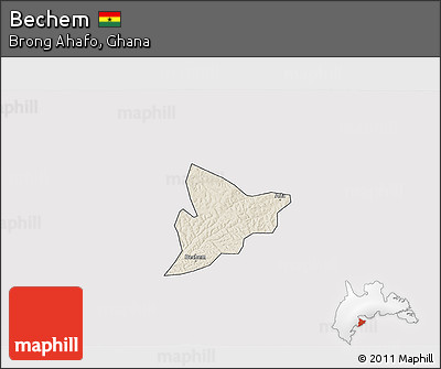 Shaded Relief 3D Map of Bechem, cropped outside