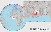 Gray Location Map of Bechem, highlighted parent region, within the entire country
