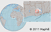 Gray Location Map of Bechem, highlighted parent region, hill shading