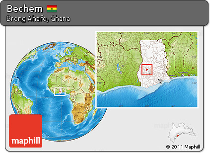 Physical Location Map of Bechem, highlighted country