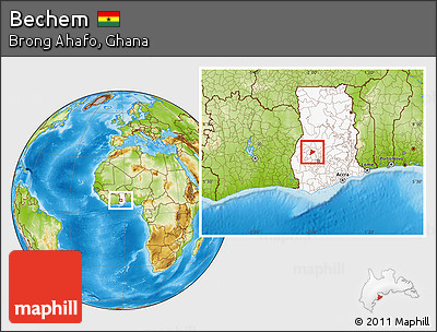 Physical Location Map of Bechem, highlighted country