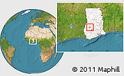 Satellite Location Map of Bechem, highlighted country