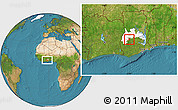Satellite Location Map of Bechem, highlighted parent region