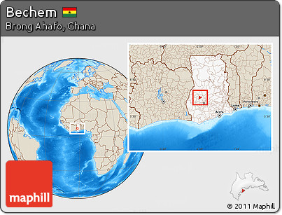 Shaded Relief Location Map of Bechem, highlighted country