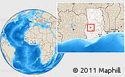 Shaded Relief Location Map of Bechem, highlighted country