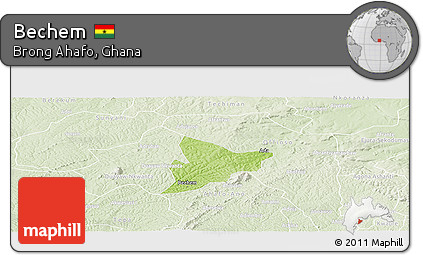 Physical Panoramic Map of Bechem, lighten