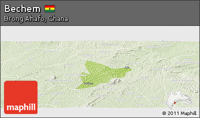 Physical Panoramic Map of Bechem, lighten