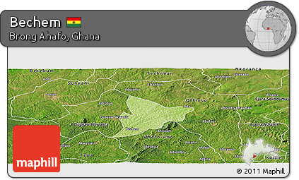 Physical Panoramic Map of Bechem, satellite outside