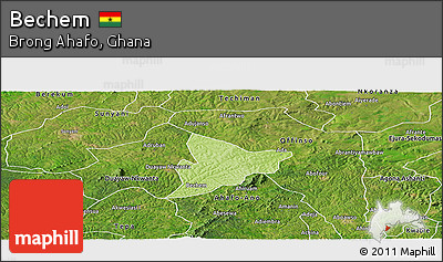 Physical Panoramic Map of Bechem, satellite outside
