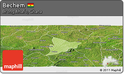 Physical Panoramic Map of Bechem, satellite outside