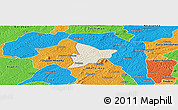 Shaded Relief Panoramic Map of Bechem, political outside