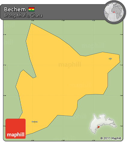 Savanna Style Simple Map of Bechem, cropped outside