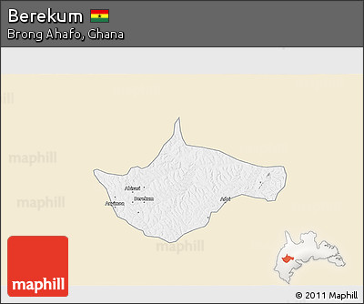 Classic Style 3D Map of Berekum, single color outside