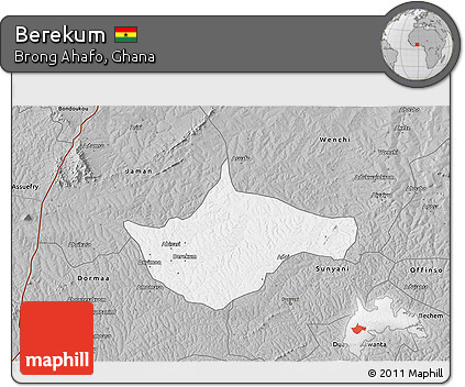 Gray 3D Map of Berekum