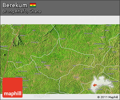 Satellite 3D Map of Berekum